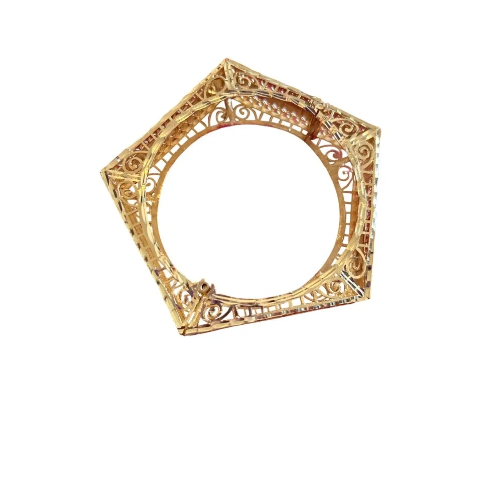 Intricate Gold-Tone Octagonal Filigree Bracelet